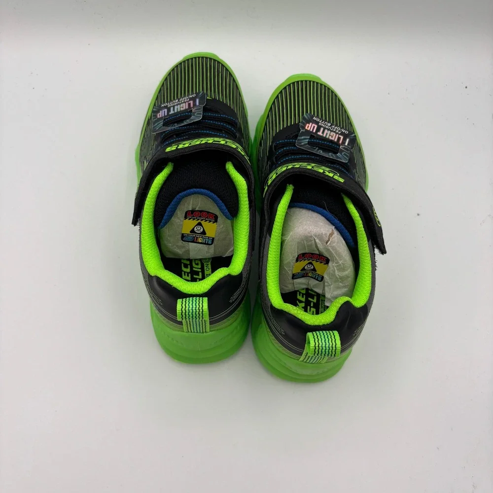 Skechers S Lights Vortex 2.0 Shoes Boys Size 12 Lime Black Athletic 400605L/LMBK
